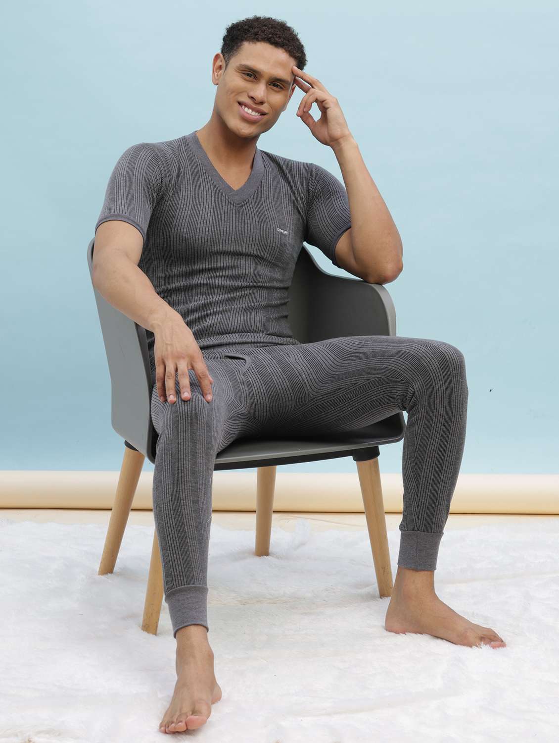 men pack of 2 solid half sleeve thermal top - 22254016 -  Standard Image - 5