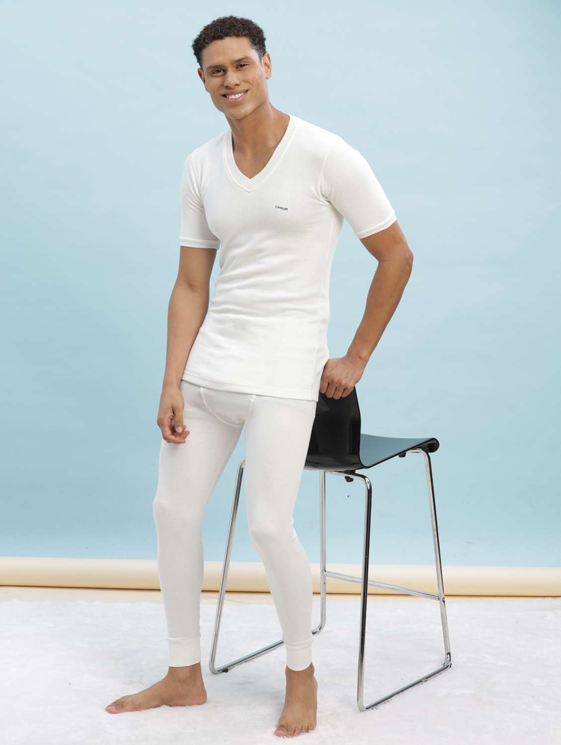 men pack of 2 solid half sleeve thermal top - 22254017 -  Standard Image - 5