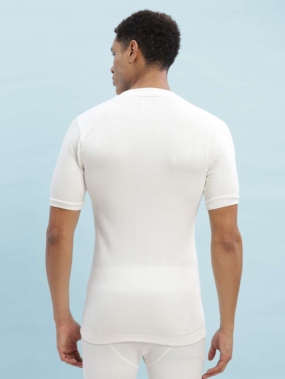 men pack of 2 solid half sleeve thermal top - 22254020 -  Standard Image - 3