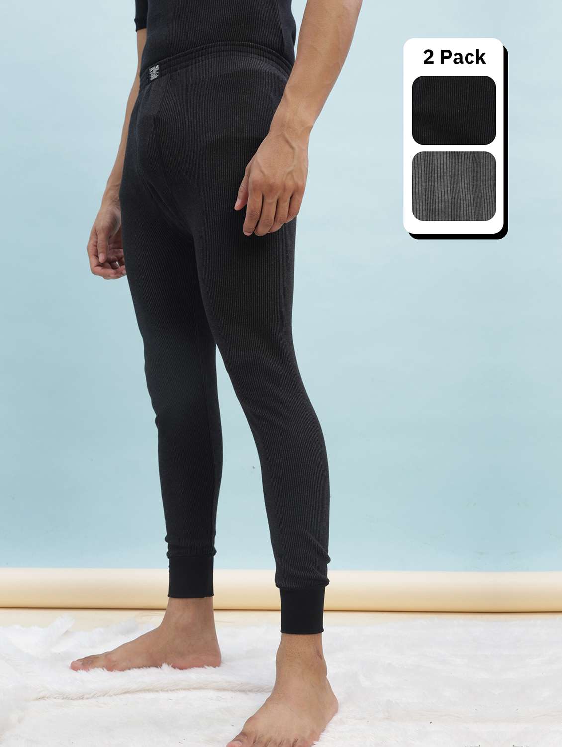 men pack of 2 solid thermal bottom