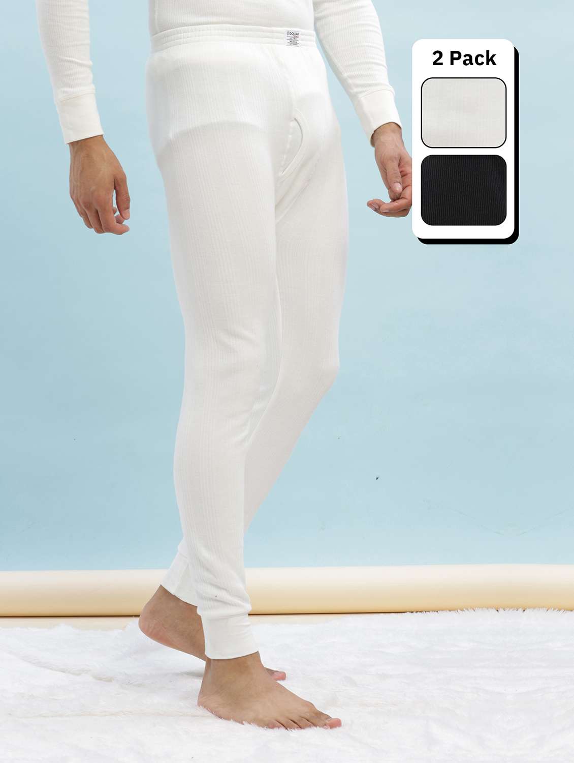 men pack of 2 solid thermal bottom