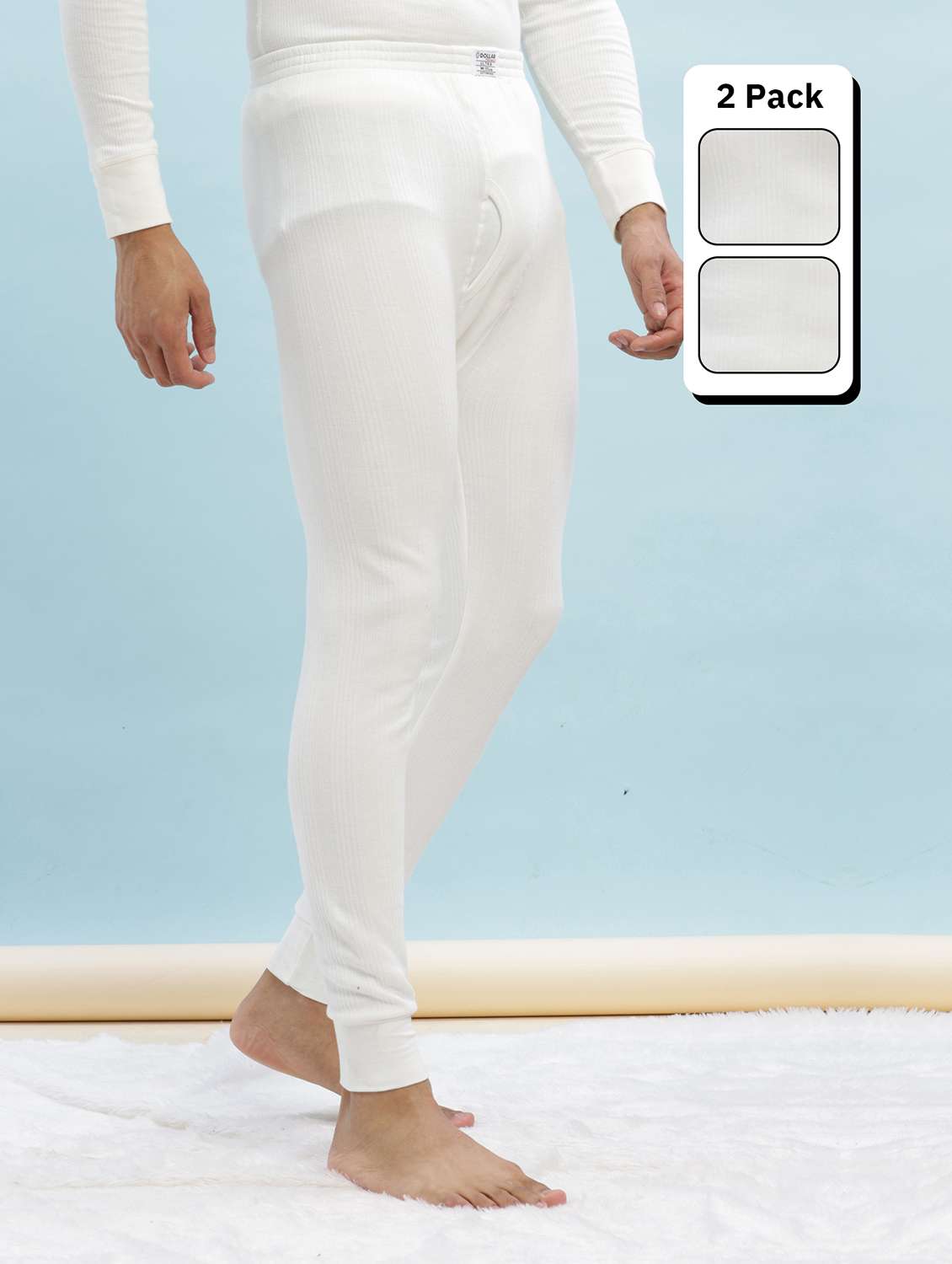 men pack of 2 solid thermal bottom