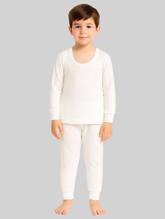 boys solid long sleeve thermal set