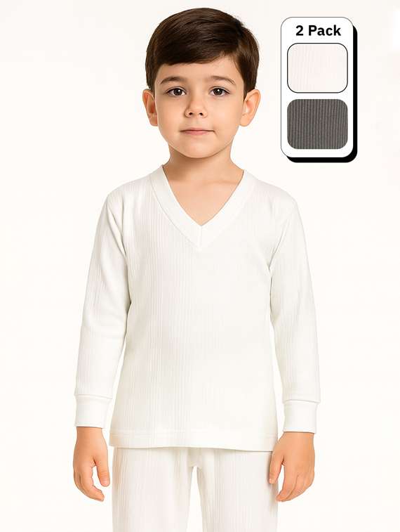 boys pack of 2 solid long sleeve thermal top