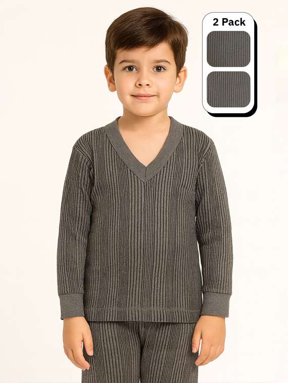 boys pack of 2 solid long sleeve thermal top