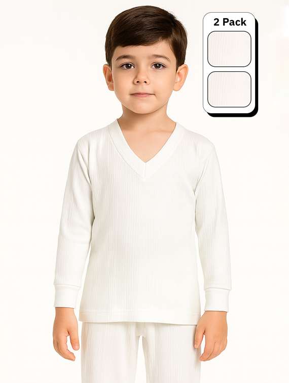 boys pack of 2 solid long sleeve thermal top