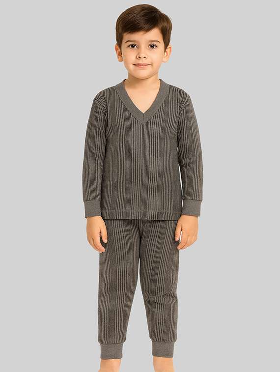 boys solid long sleeve thermal set