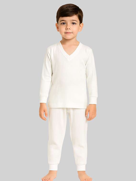boys solid long sleeve thermal set