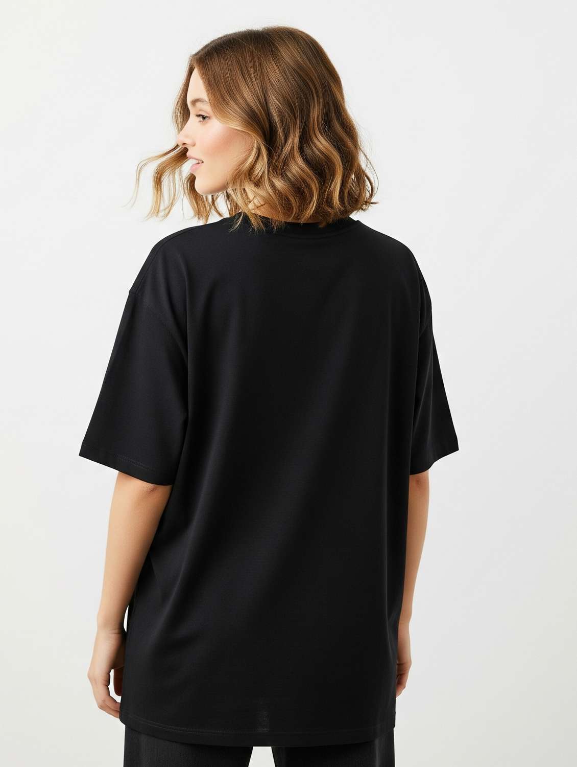 women solid short sleeve oversized t-shirt - 22254359 -  Standard Image - 3