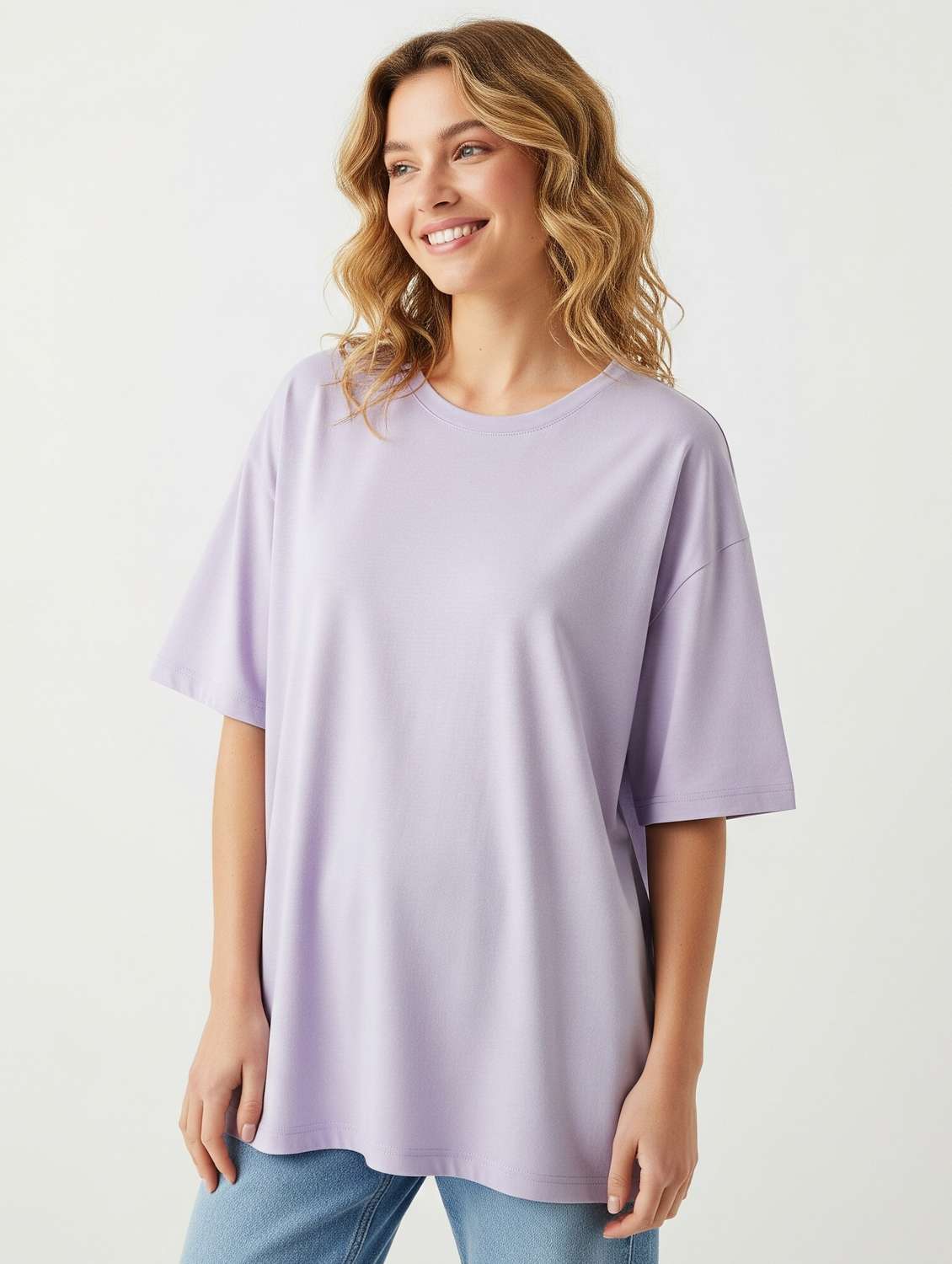 women solid short sleeve oversized t-shirt