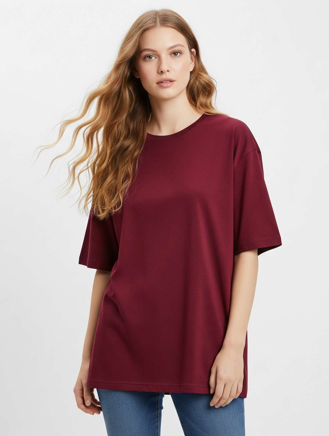 women solid short sleeve oversized t-shirt