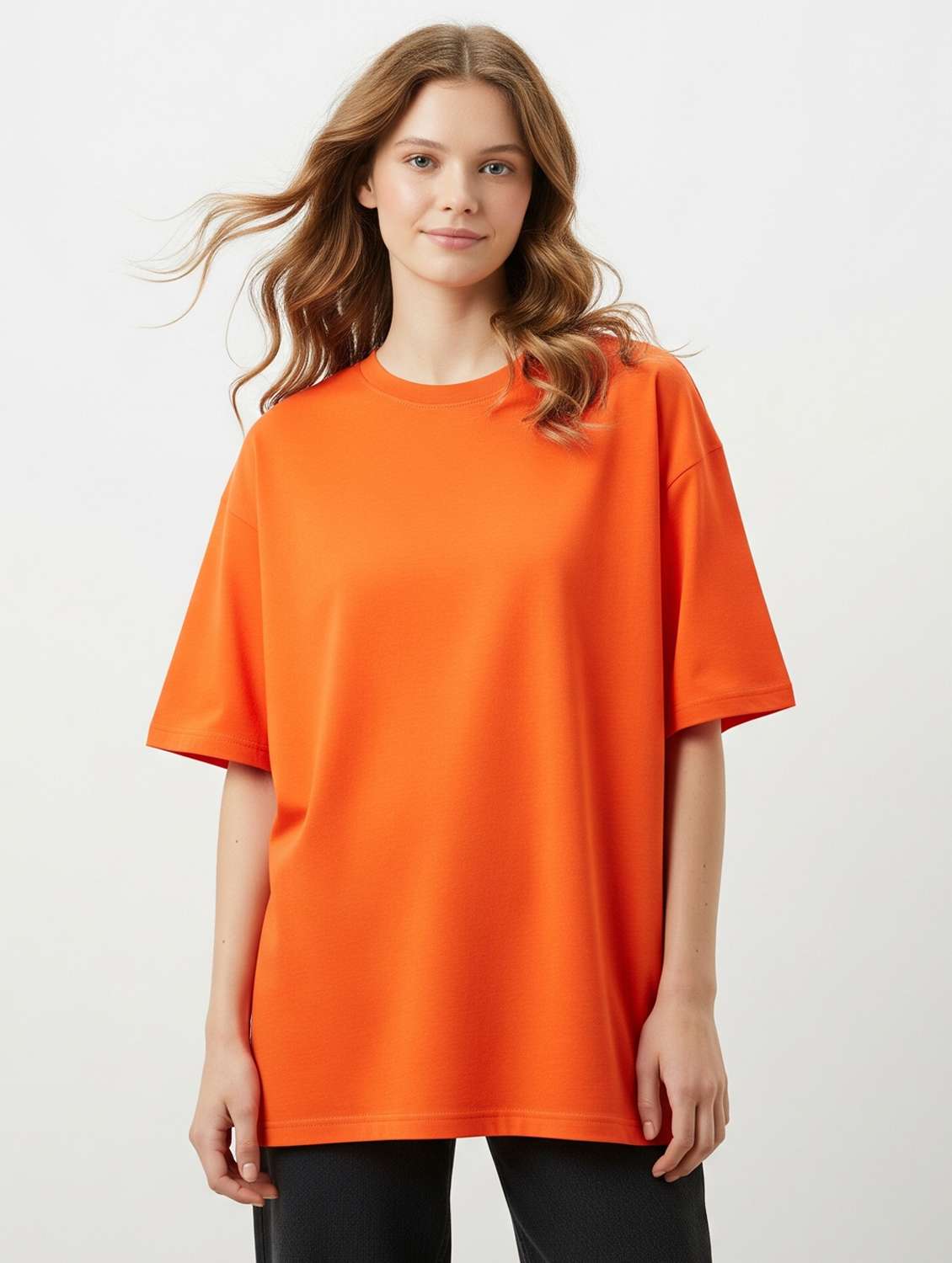 women solid short sleeve oversized t-shirt
