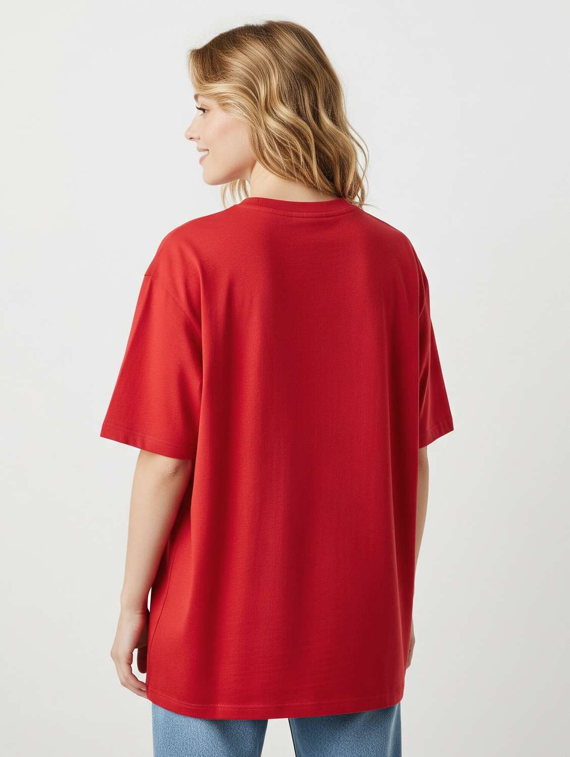 women solid short sleeve oversized t-shirt - 22254364 -  Standard Image - 3