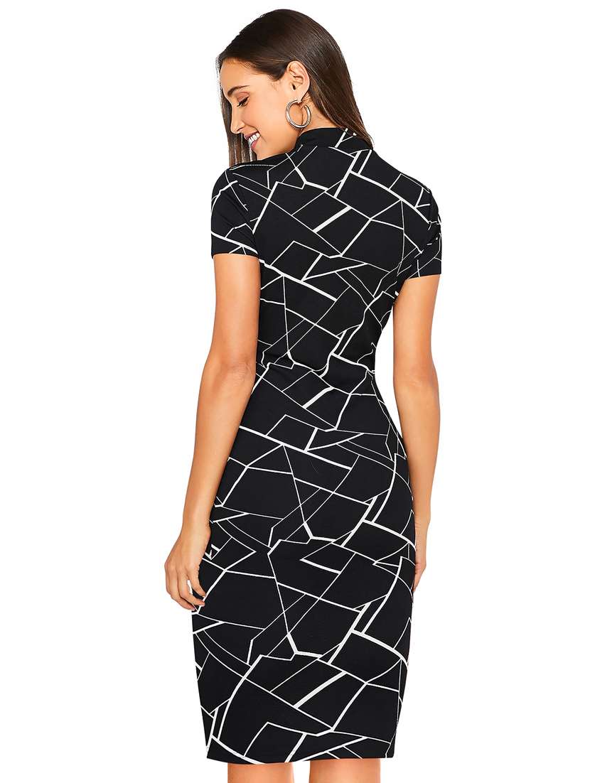 women printed short sleeve bodycon dress - 22254451 -  Standard Image - 3
