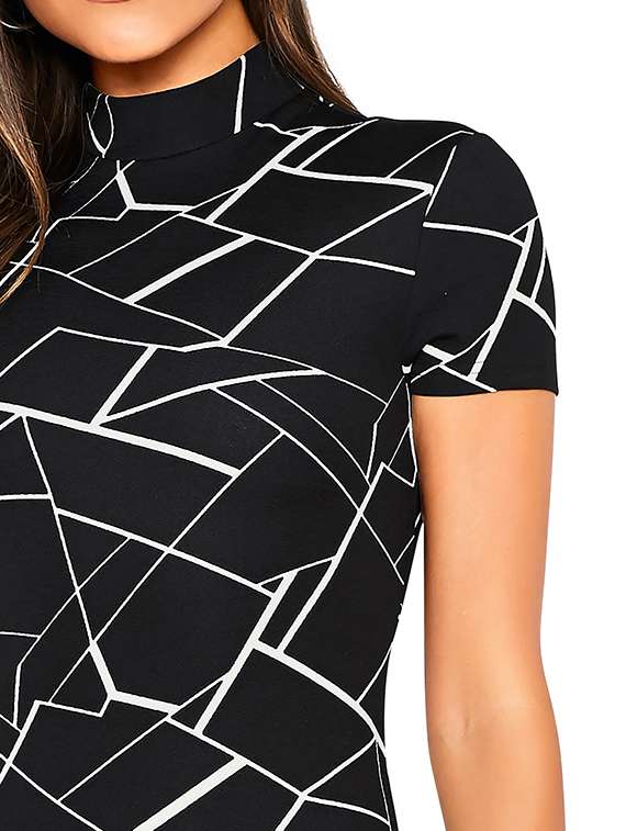 women printed short sleeve bodycon dress - 22254451 -  Standard Image - 5