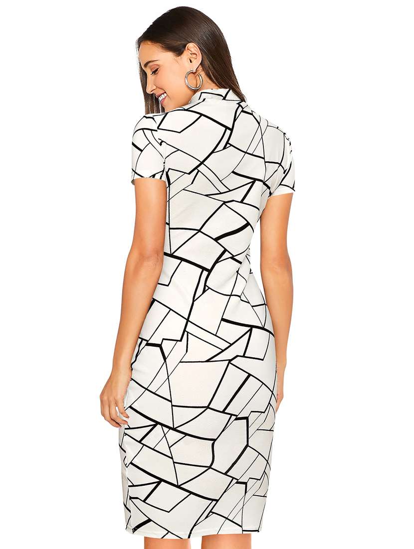 women printed short sleeve bodycon dress - 22254453 -  Standard Image - 3