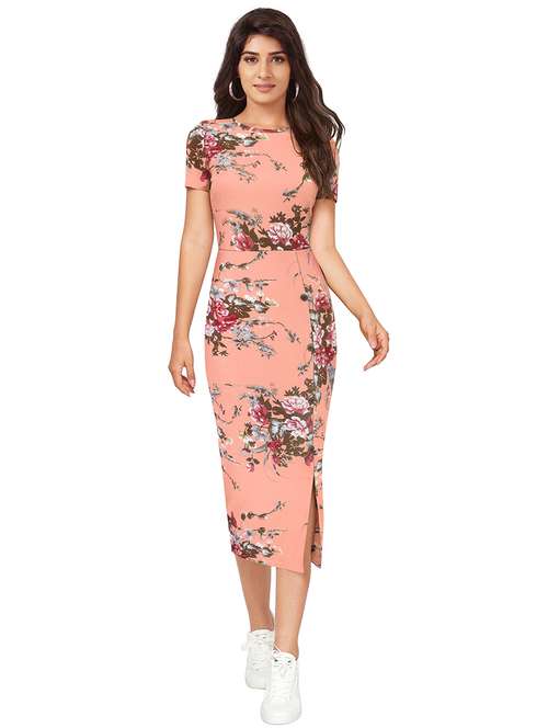 women floral print short sleeve bodycon dress - 22254459 -  Standard Image - 0