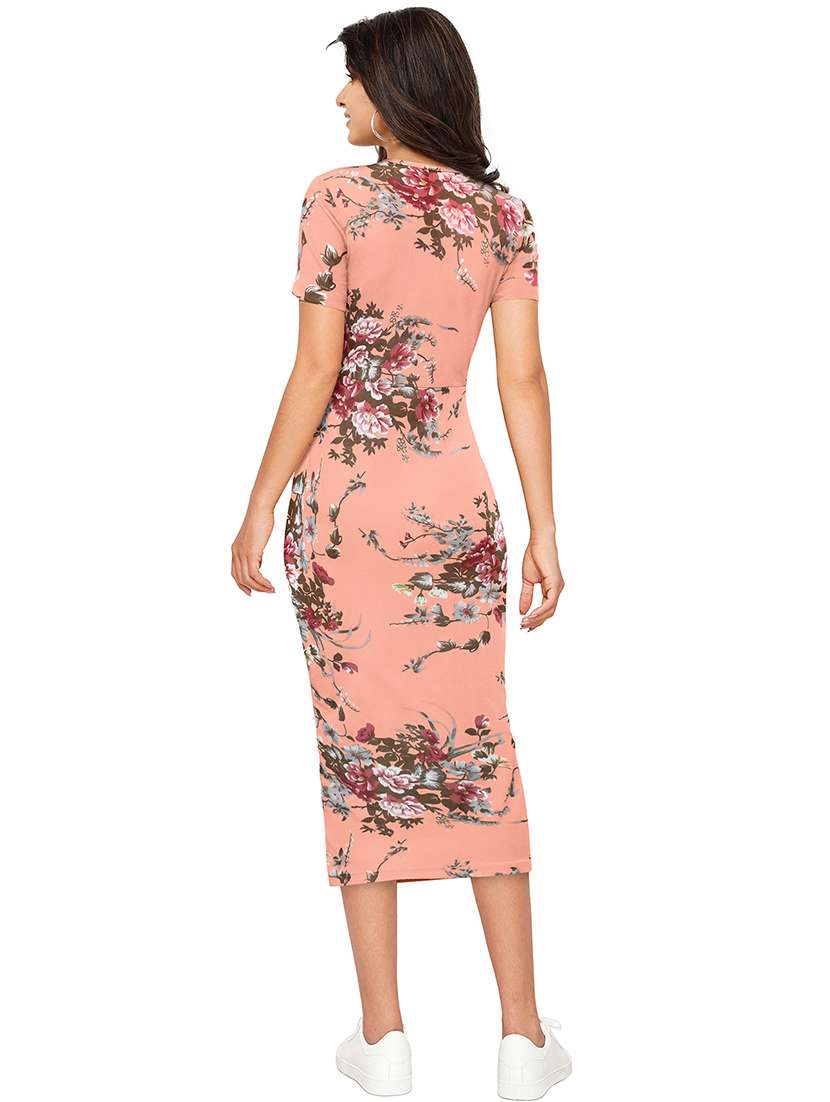 women floral print short sleeve bodycon dress - 22254459 -  Standard Image - 3