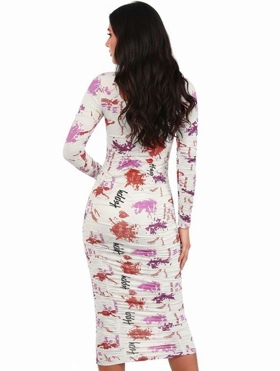 women printed puff sleeve bodycon dress - 22254467 -  Standard Image - 3