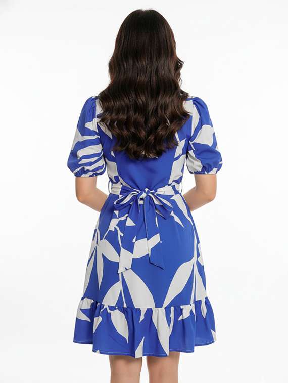 women printed puff sleeve tiered dress - 22254472 -  Standard Image - 3