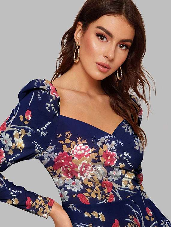 women printed puff sleeve bodycon dress - 22254473 -  Standard Image - 3