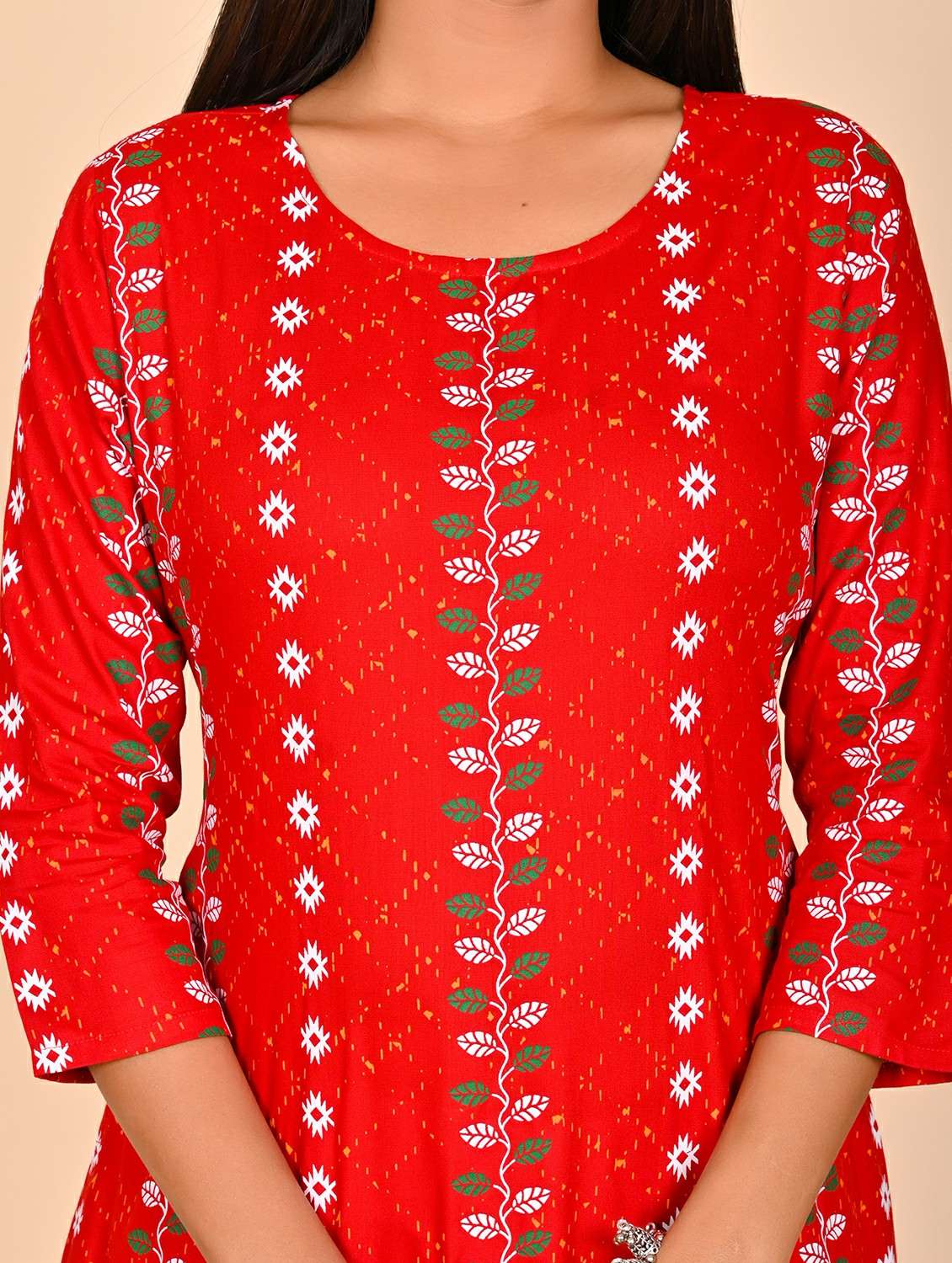 women printed three quarter sleeve kurta pant set - 22254863 -  Standard Image - 3