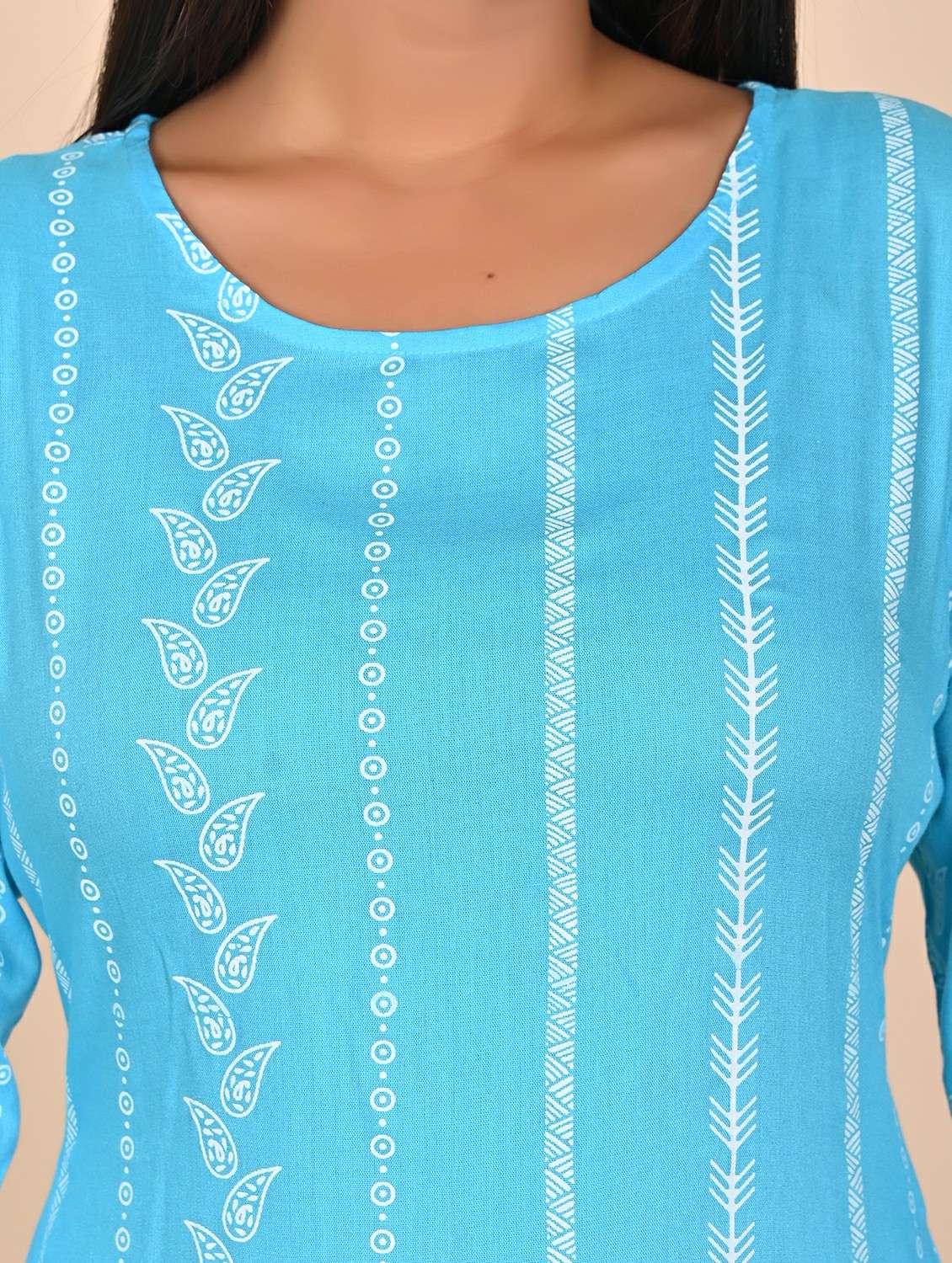 women printed three quarter sleeve kurta pant set - 22254868 -  Standard Image - 3