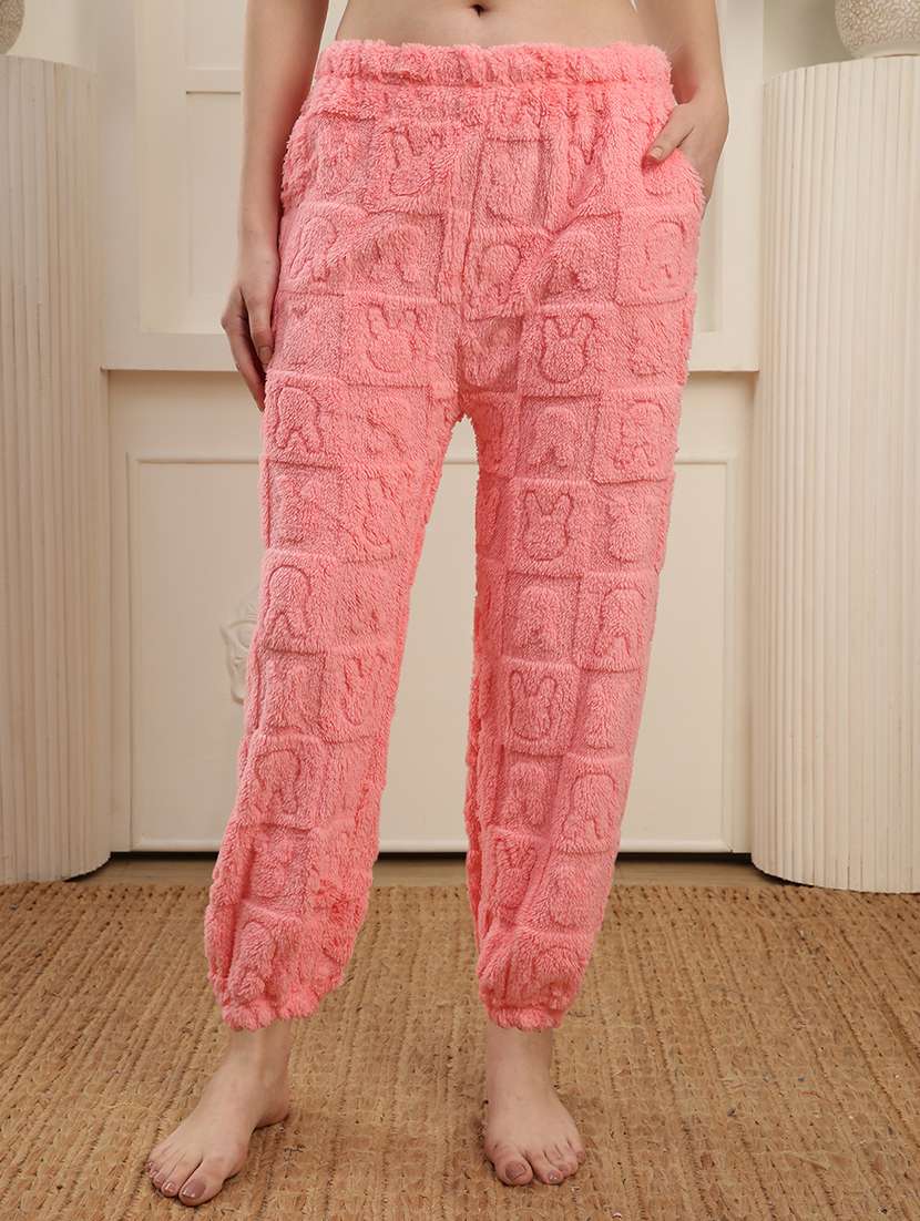 women solid mid rise lounge wear pyjama