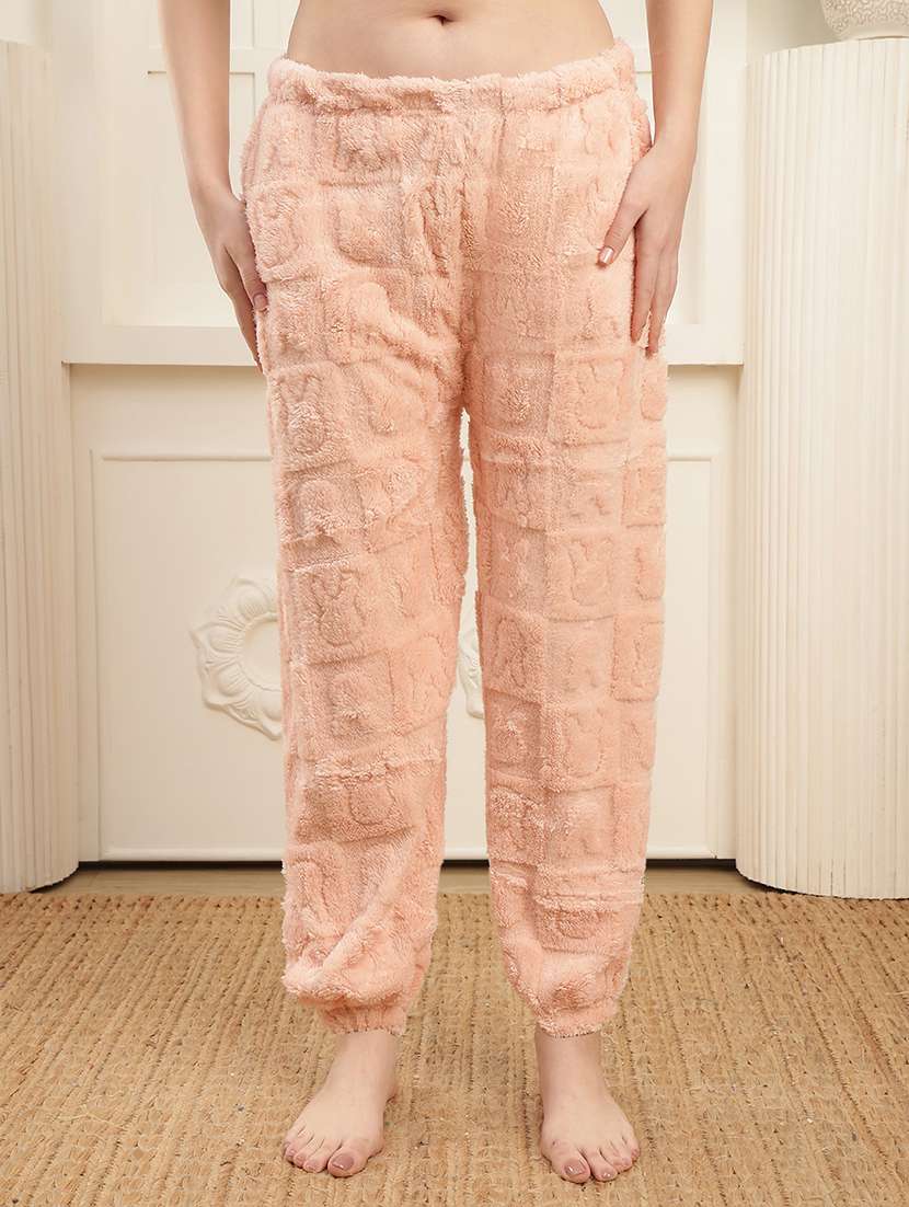 women solid mid rise lounge wear pyjama