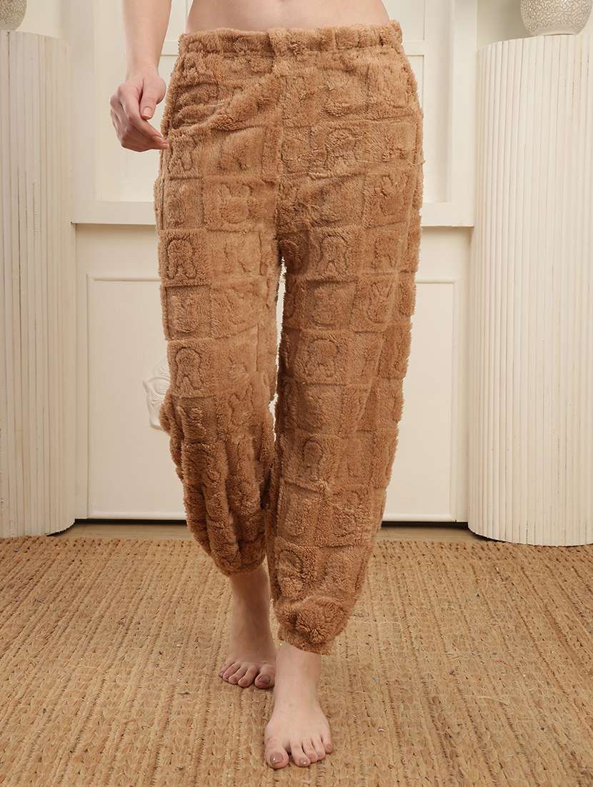 women solid mid rise lounge wear pyjama