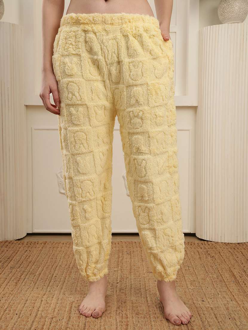 women solid mid rise lounge wear pyjama