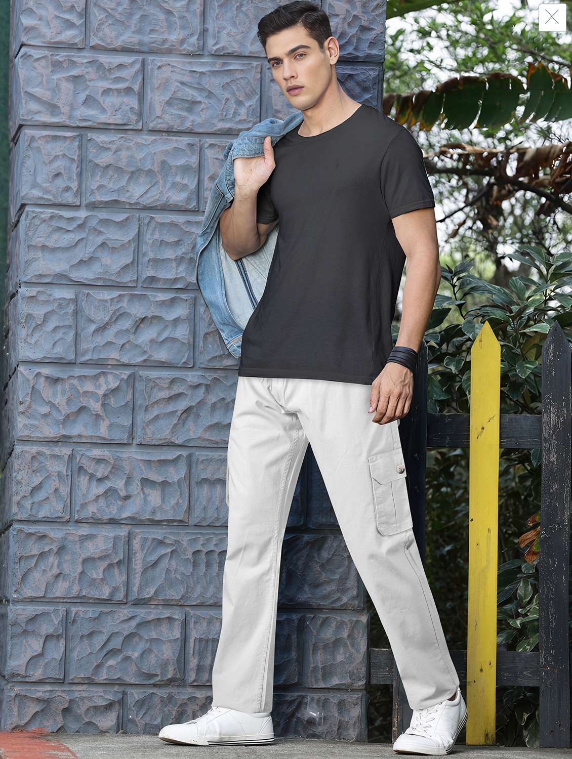 men solid mid rise cargo - 22254927 -  Standard Image - 3