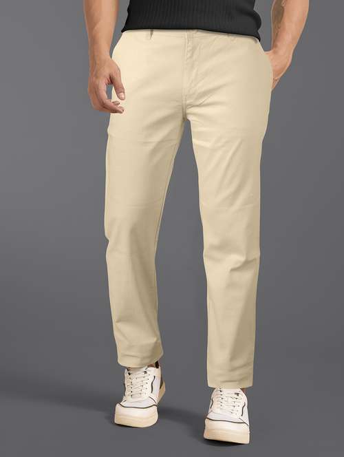 men solid mid rise straight fit chinos  - 22254932 -  Standard Image - 0