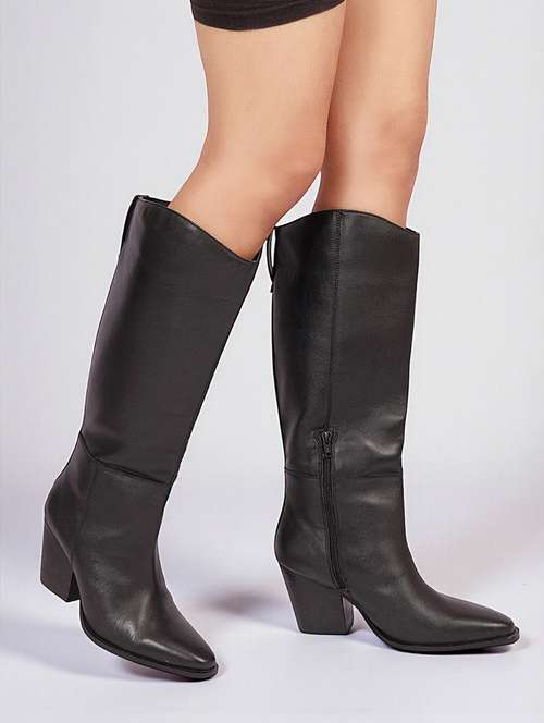 women solid block heel knee length boots - 22254997 -  Standard Image - 0
