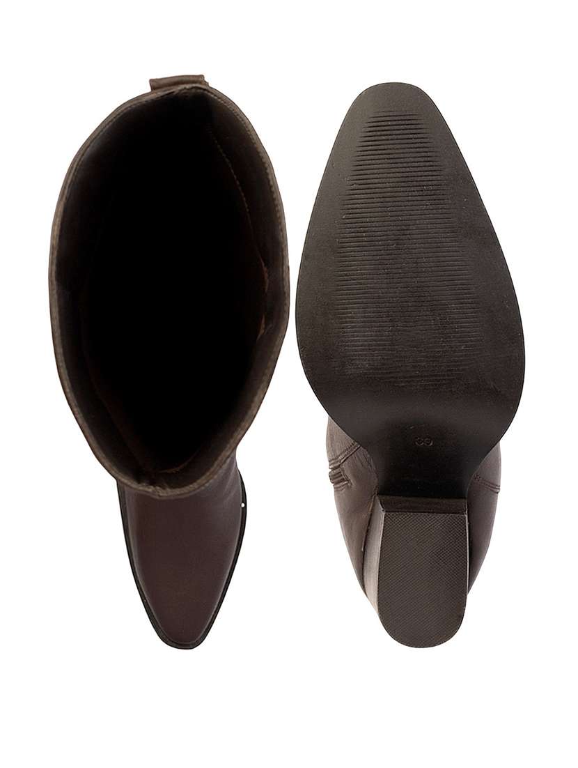 women solid block heel knee length boots - 22254998 -  Standard Image - 5