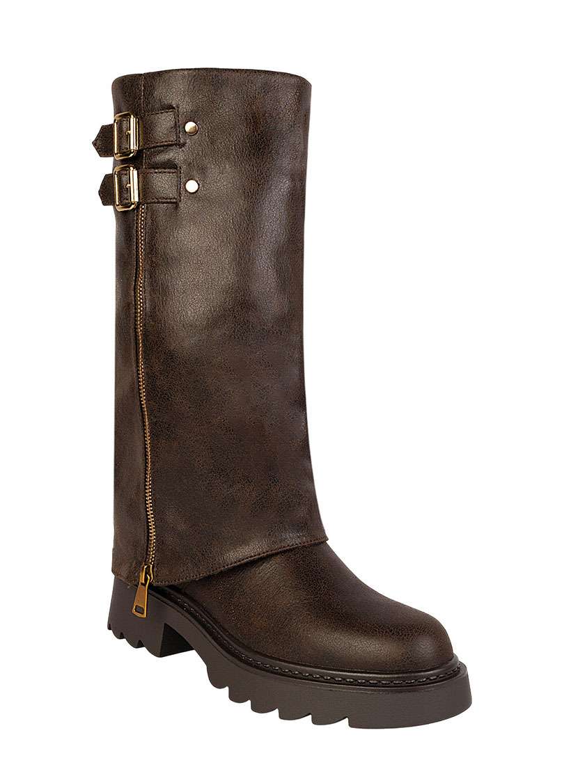 women solid knee length boots - 22255000 -  Standard Image - 3