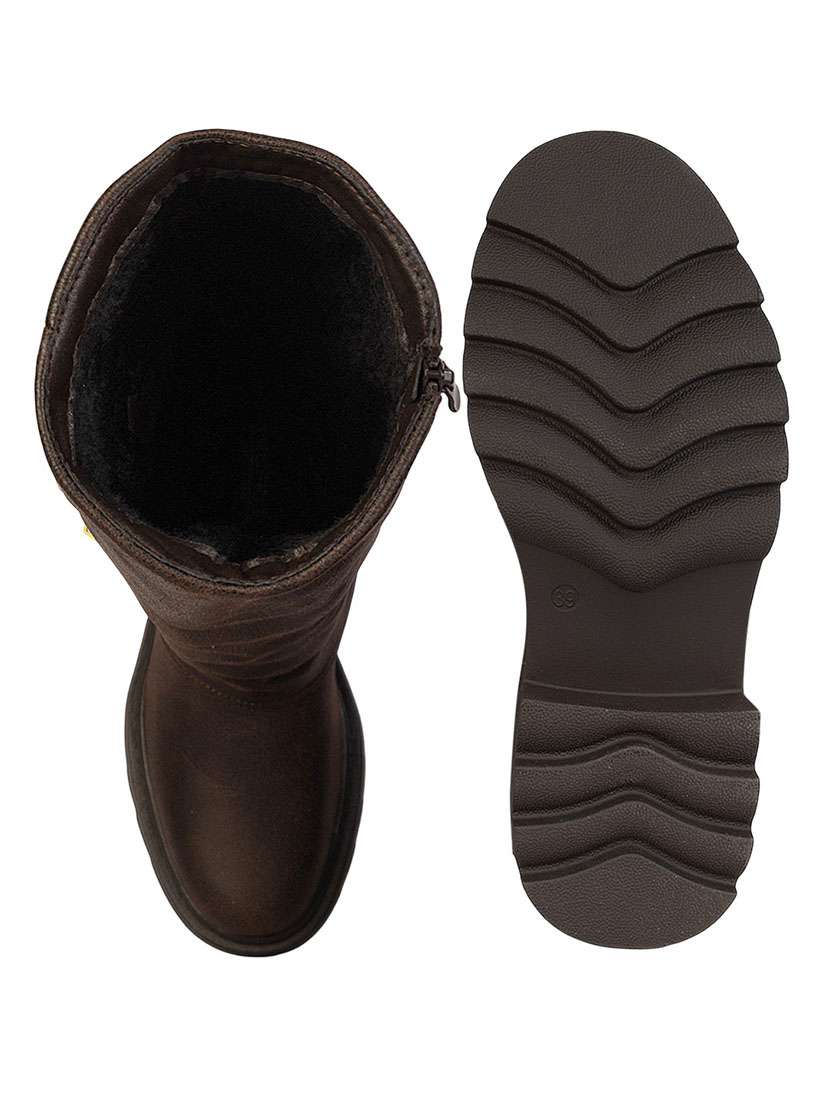 women solid knee length boots - 22255000 -  Standard Image - 5