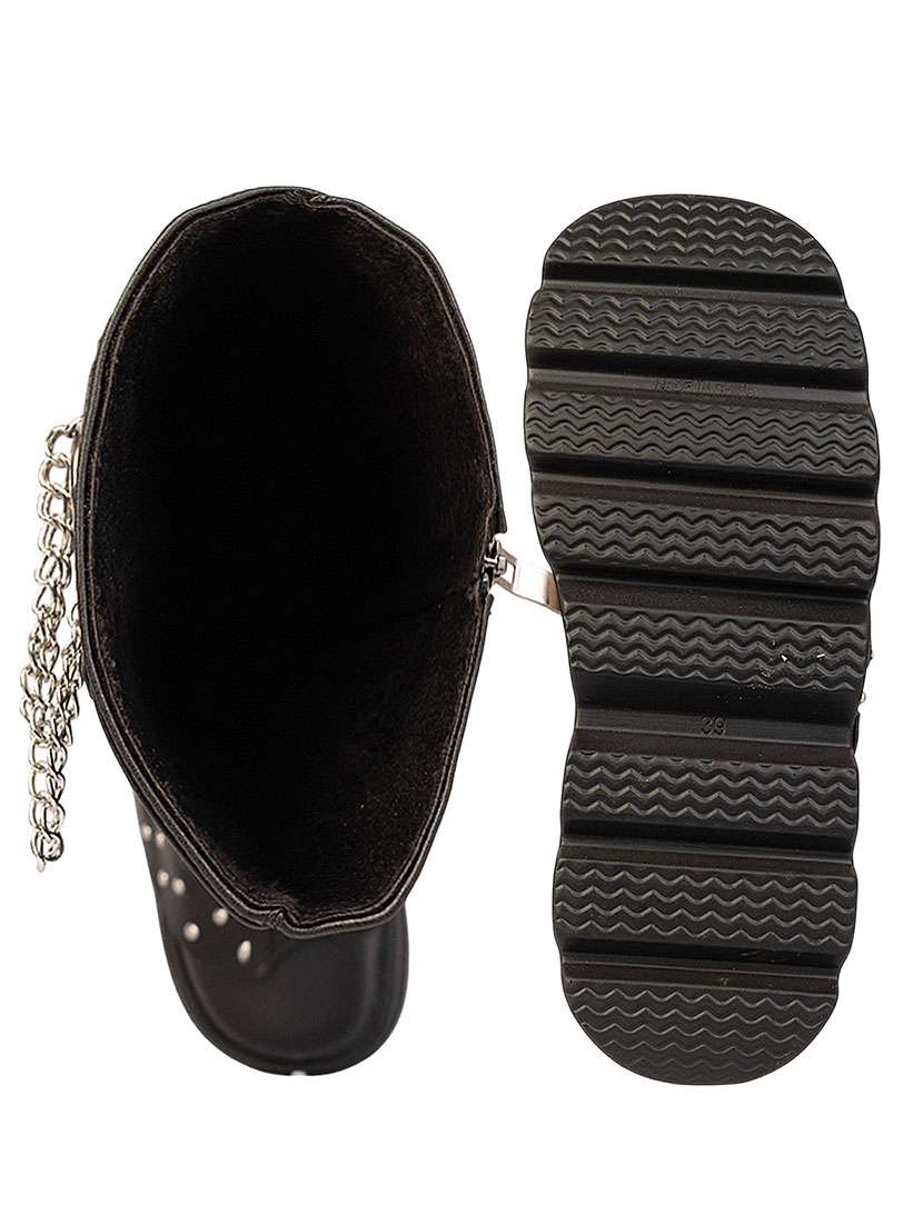 women solid knee length boots - 22255002 -  Standard Image - 5