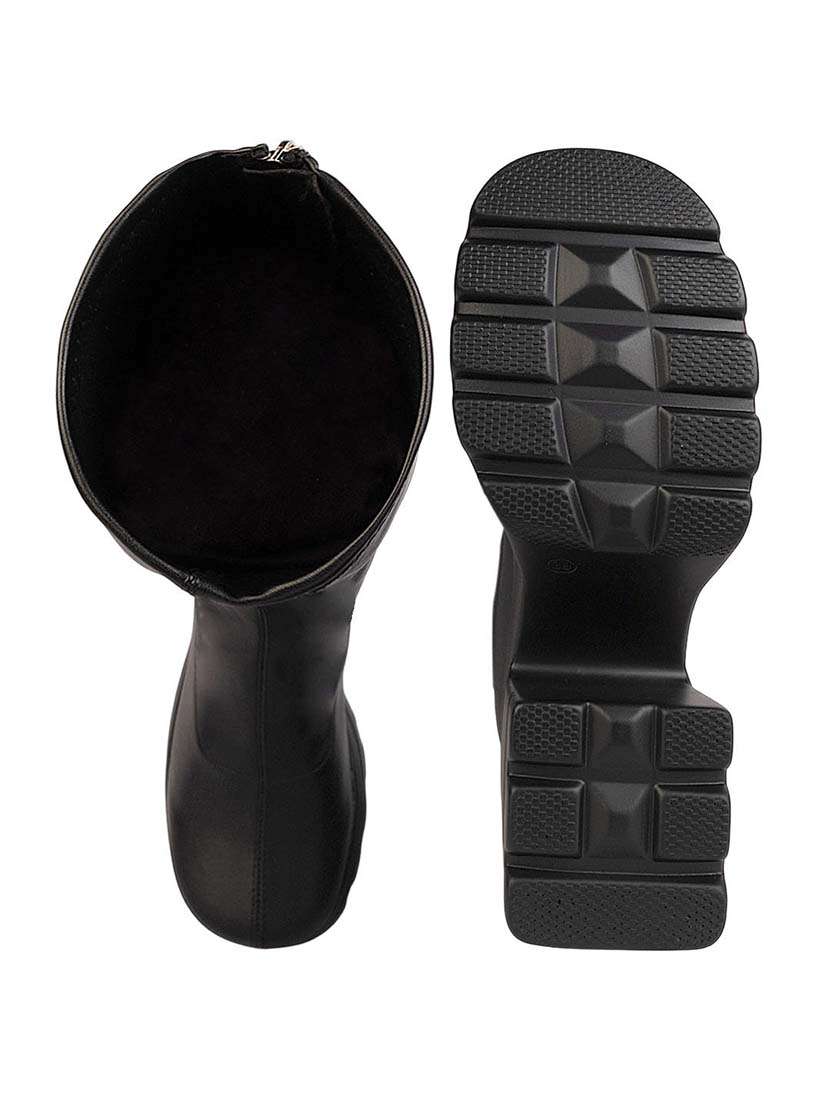 women solid block heel knee length boots - 22255004 -  Standard Image - 5