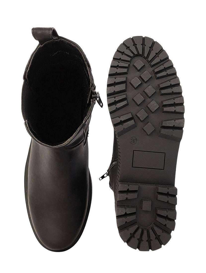 women solid knee length boots - 22255007 -  Standard Image - 5