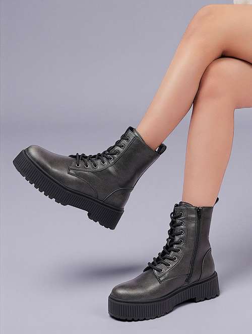 women solid ankle length boots - 22255011 -  Standard Image - 0