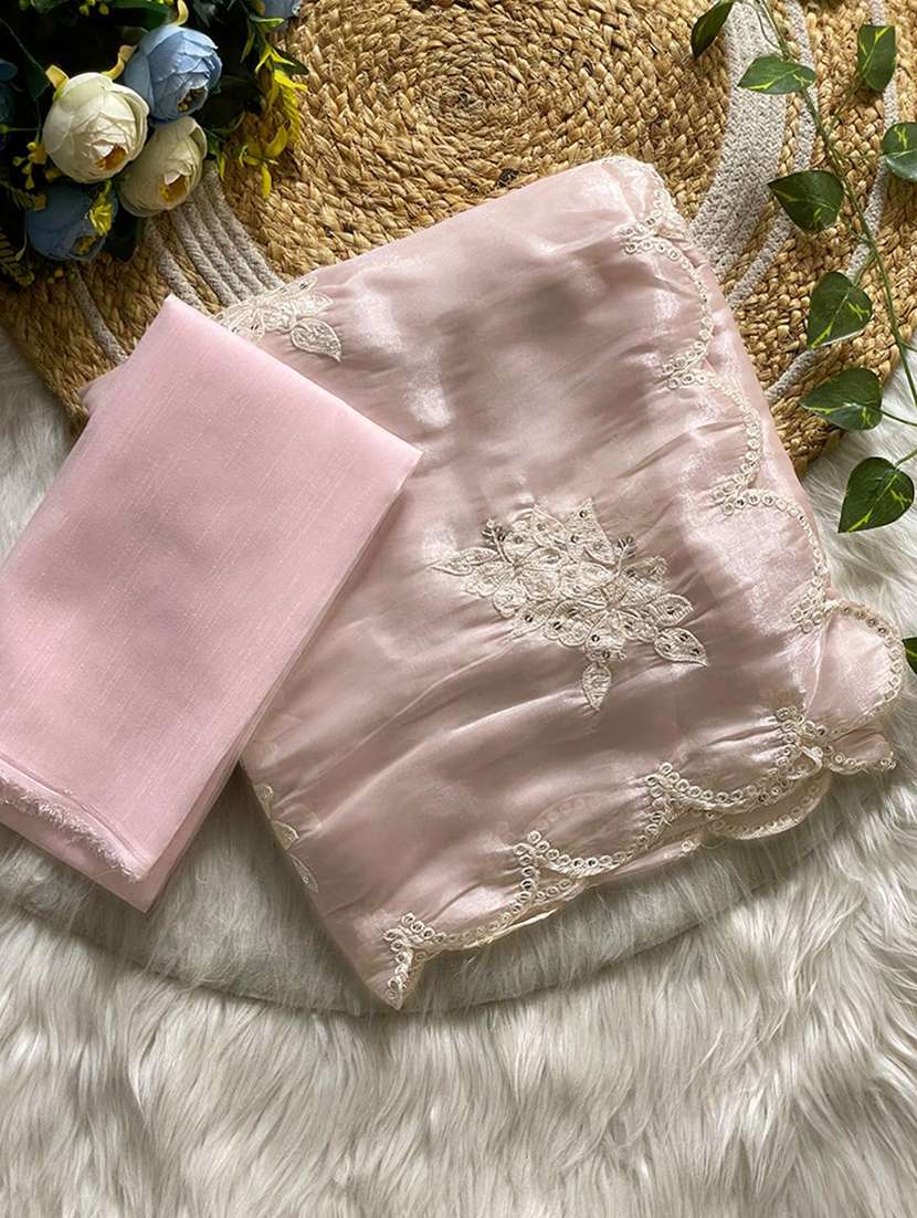 women solid with work embroidered saree with blouse - 22255094 -  Standard Image - 5