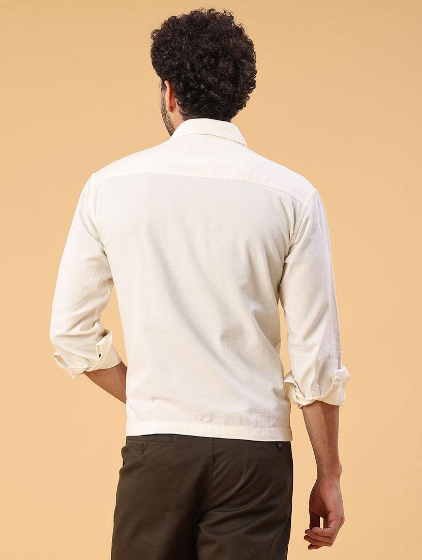men solid collared long sleeve shacket - 22255109 -  Standard Image - 3