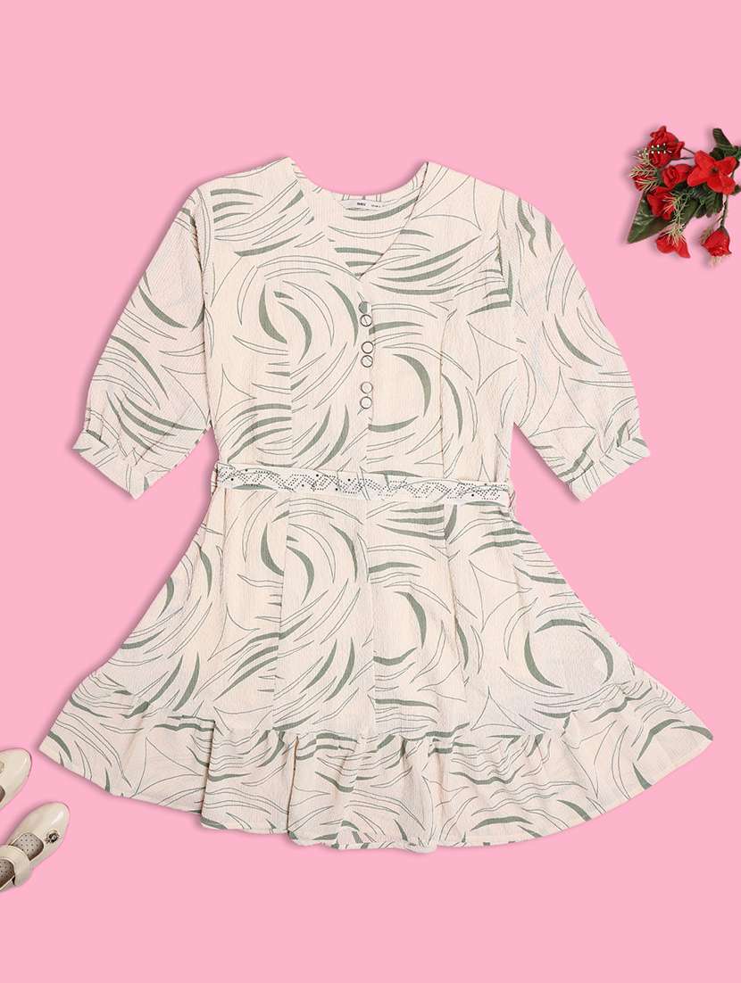girls printed v neck frock