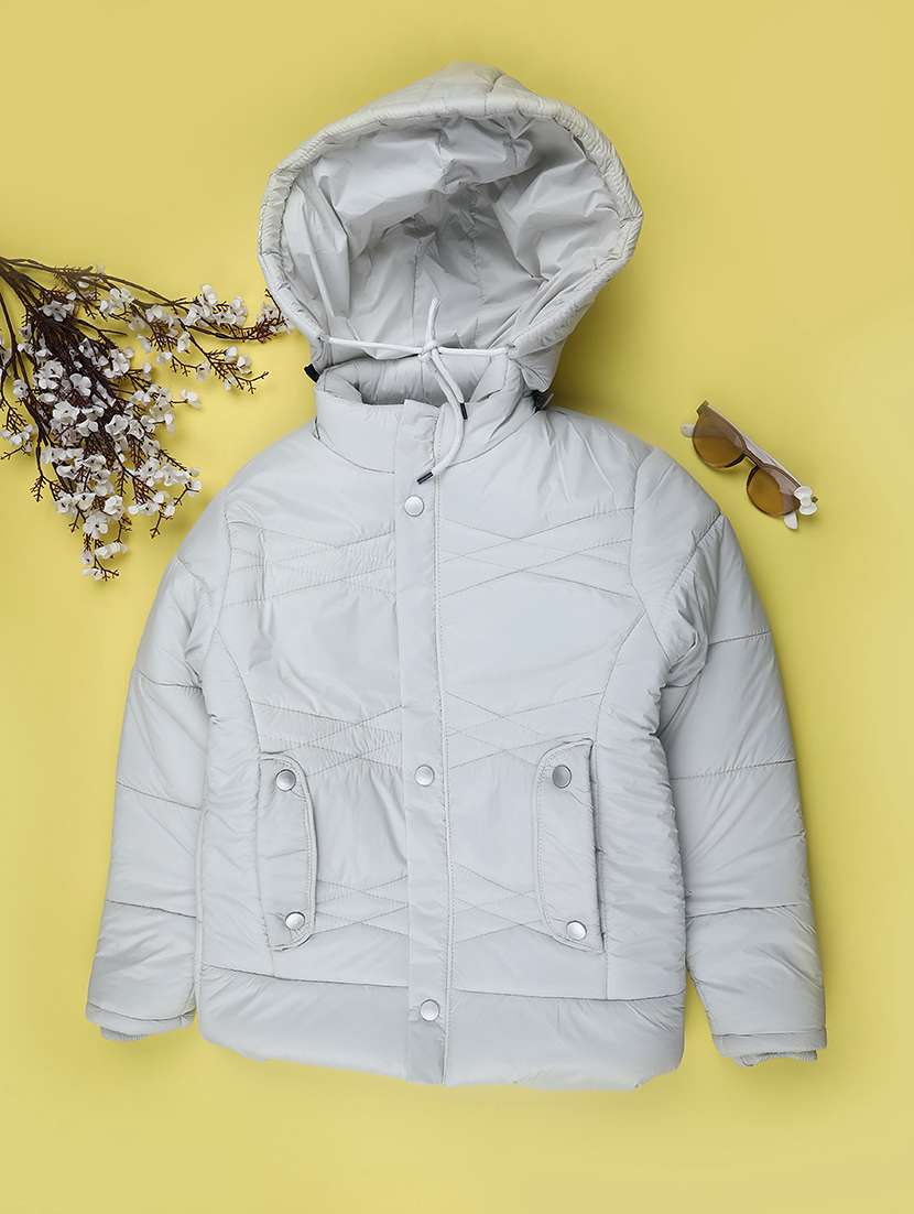 girls solid long sleeve quilted jacket