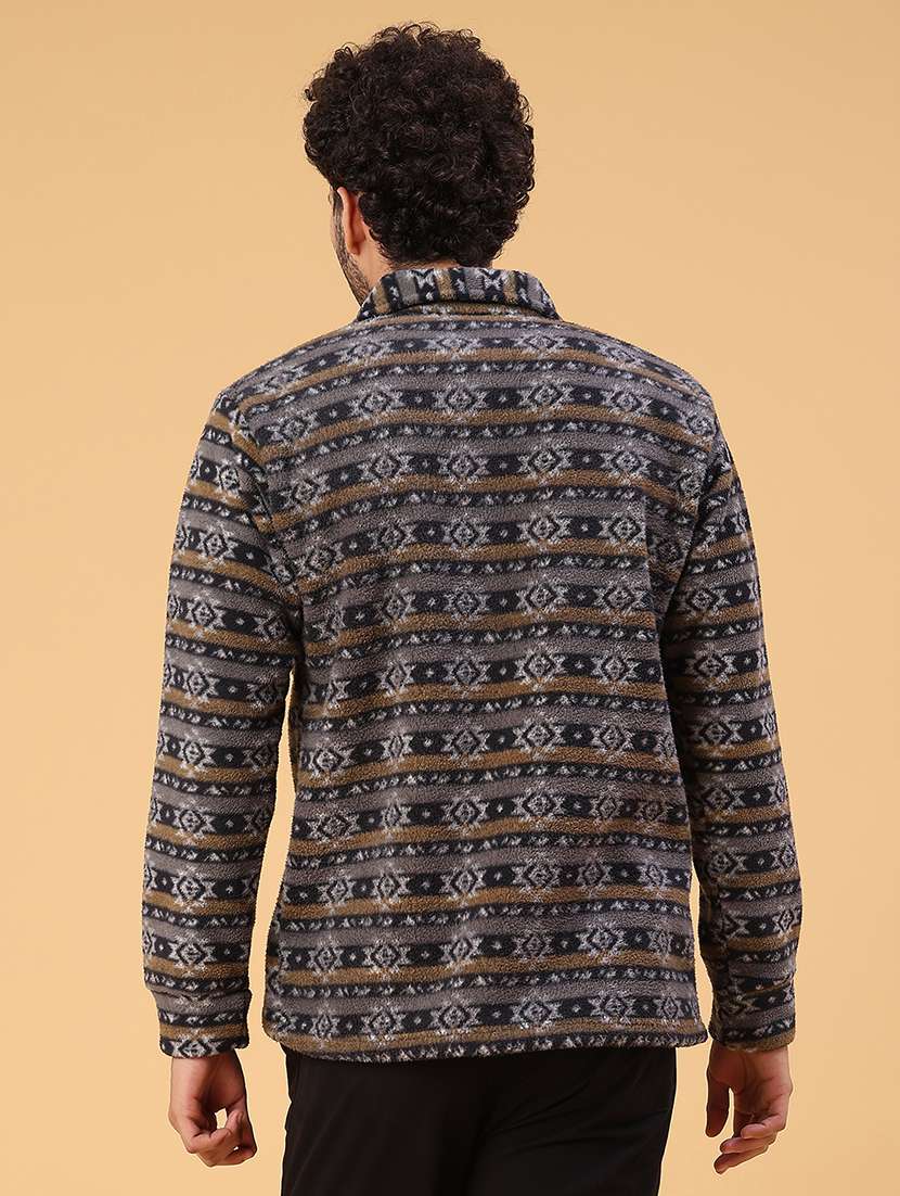 Men Printed Collared Long Sleeve Shacket - 22255132 -  Standard Image - 3