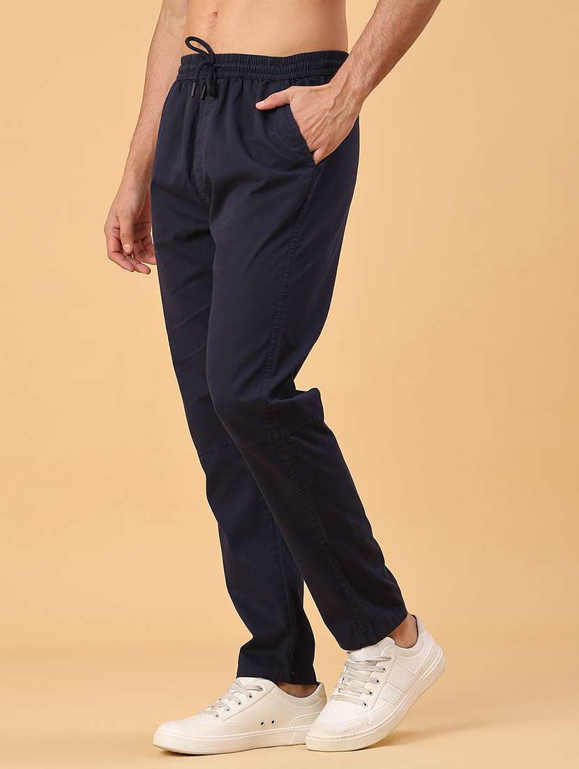 men solid mid rise full length track pant - 22255150 -  Standard Image - 3