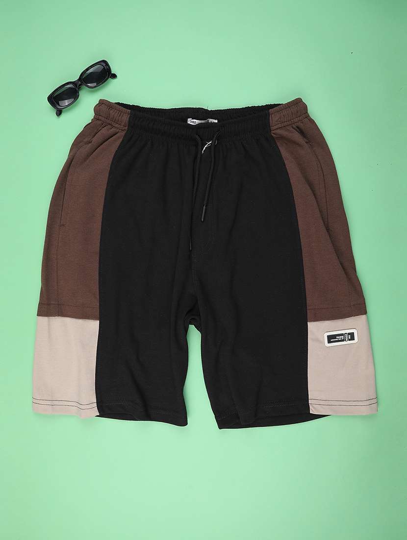 boys color blocked mid rise shorts