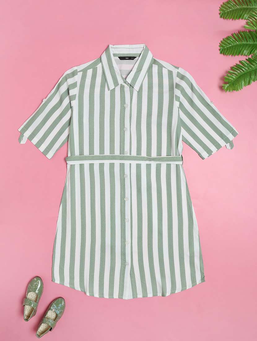 girls striped short sleeve shirt dress
