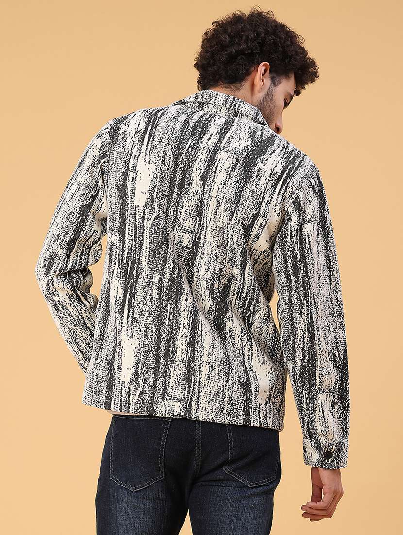 men printed collared long sleeve shacket - 22255163 -  Standard Image - 3